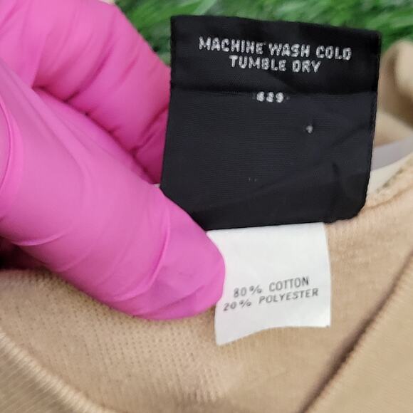 Vintage 80s MOD Velour Sweater Womens XL 22x24 Beige - Picture 7 of 10